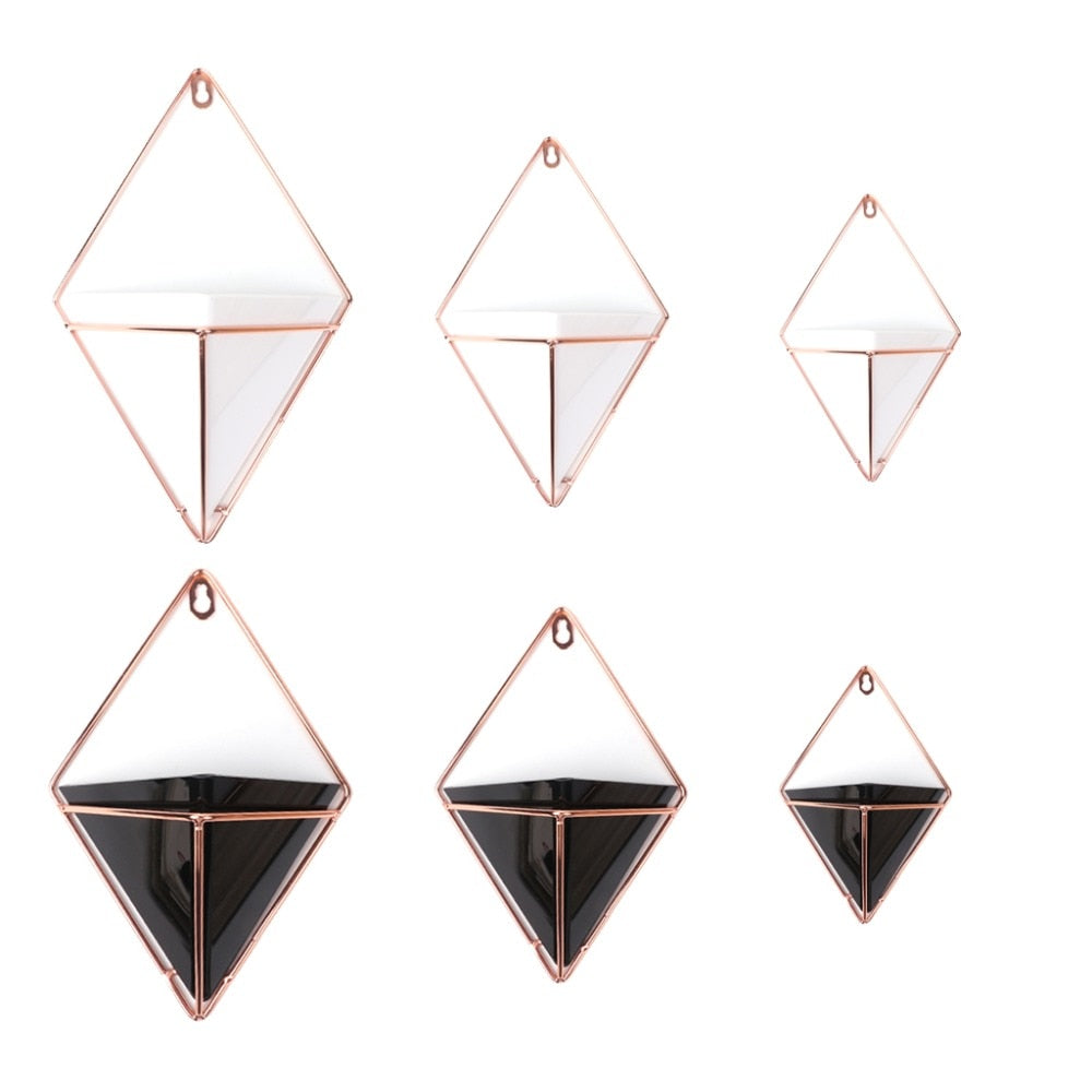 OOTDTY Geometric Hanging Wall Flower Pots Holder Garden Succulent Plants Decorations