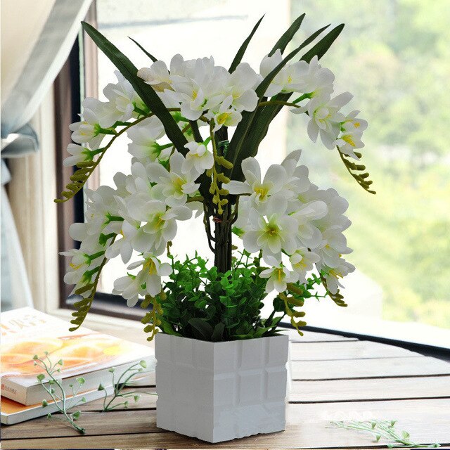 Delicate and fascinating Phalaenopsis simulation flower pots landscape ornaments living room table setting interior decoration
