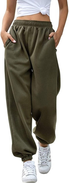 Women Casual Sport Pants Solid Running Jogger Pants Female Solid Tracksuit Elastic Waist Ladies Sweatpants Baggy Trousers