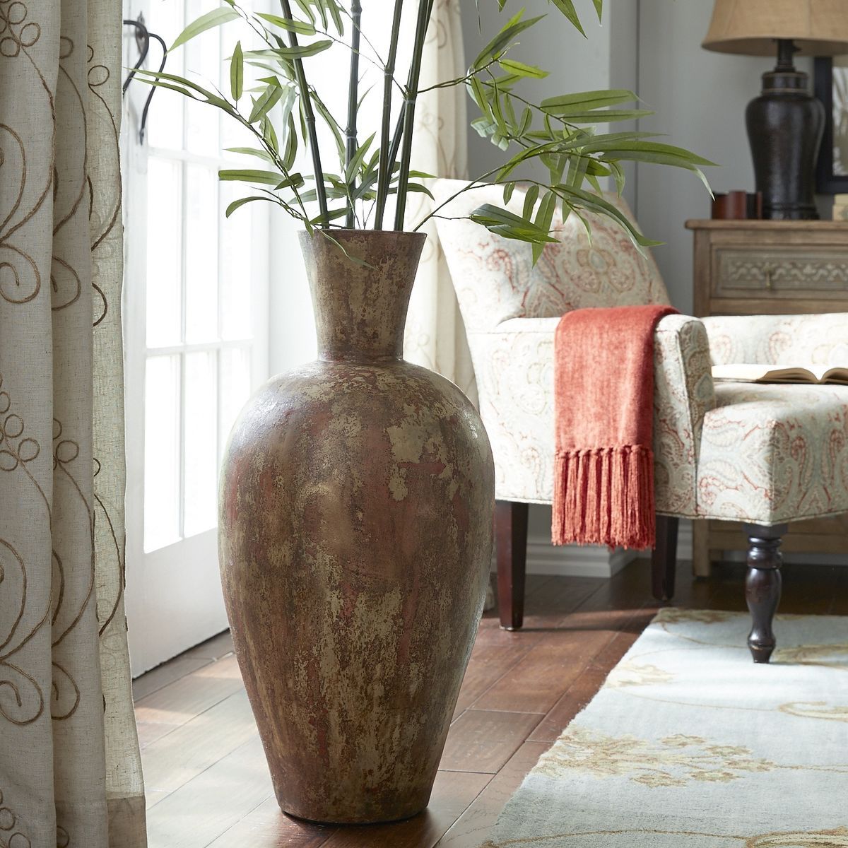 Brown Wood Textured Marble Vase