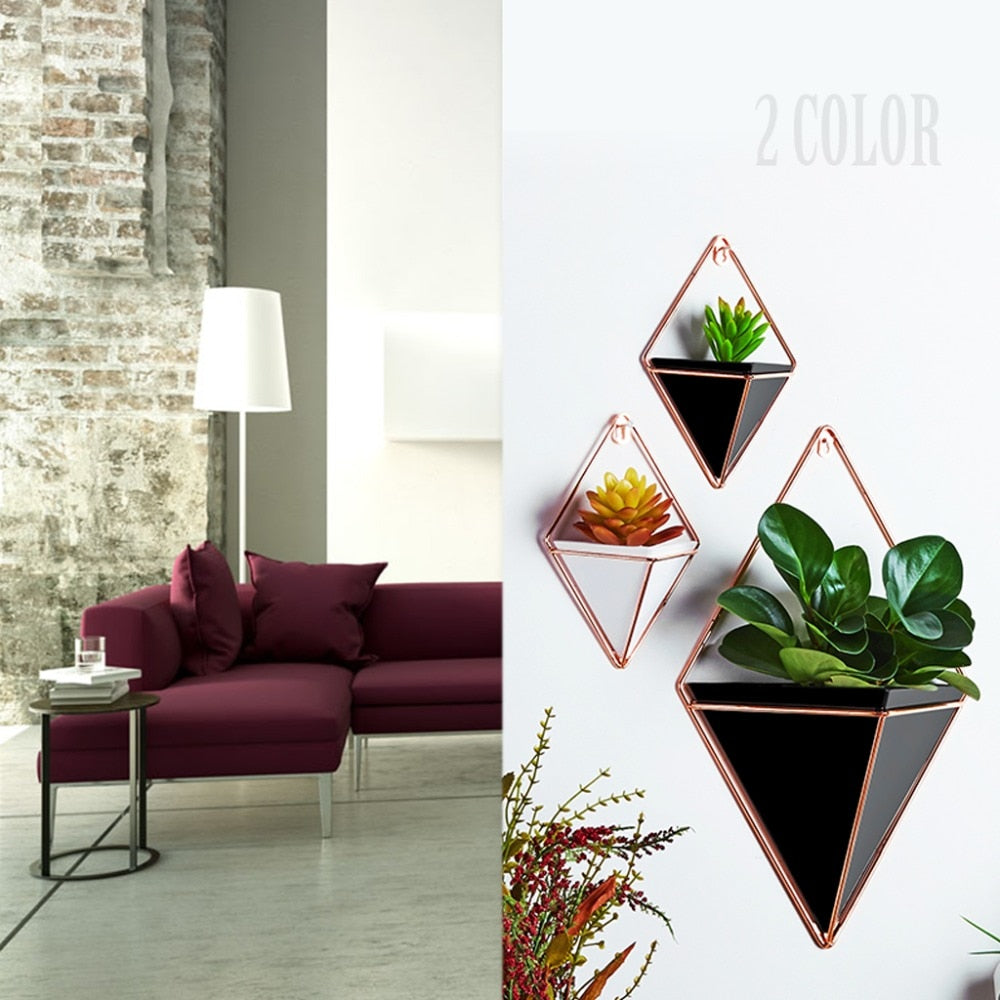 OOTDTY Geometric Hanging Wall Flower Pots Holder Garden Succulent Plants Decorations