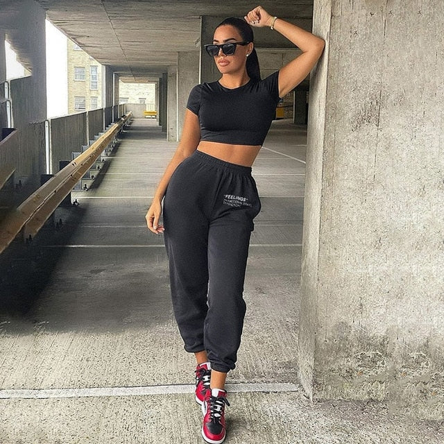 Women Casual Sport Pants Solid Running Jogger Pants Female Solid Tracksuit Elastic Waist Ladies Sweatpants Baggy Trousers