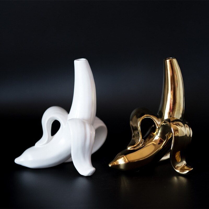Ceramic Vase Home Decor Flower Pots Planters Gold Banana Furnishing Kitchen Restaurant Decoration Vase