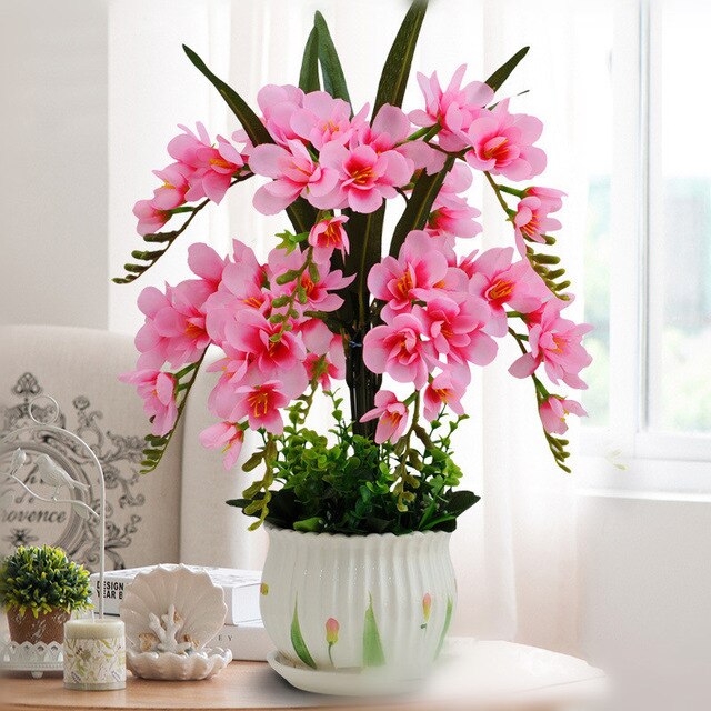 Delicate and fascinating Phalaenopsis simulation flower pots landscape ornaments living room table setting interior decoration