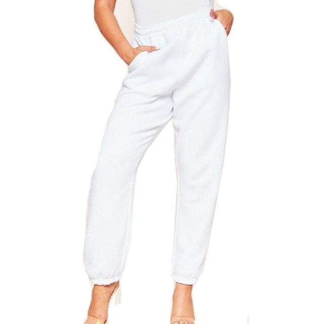 Women Casual Sport Pants Solid Running Jogger Pants Female Solid Tracksuit Elastic Waist Ladies Sweatpants Baggy Trousers