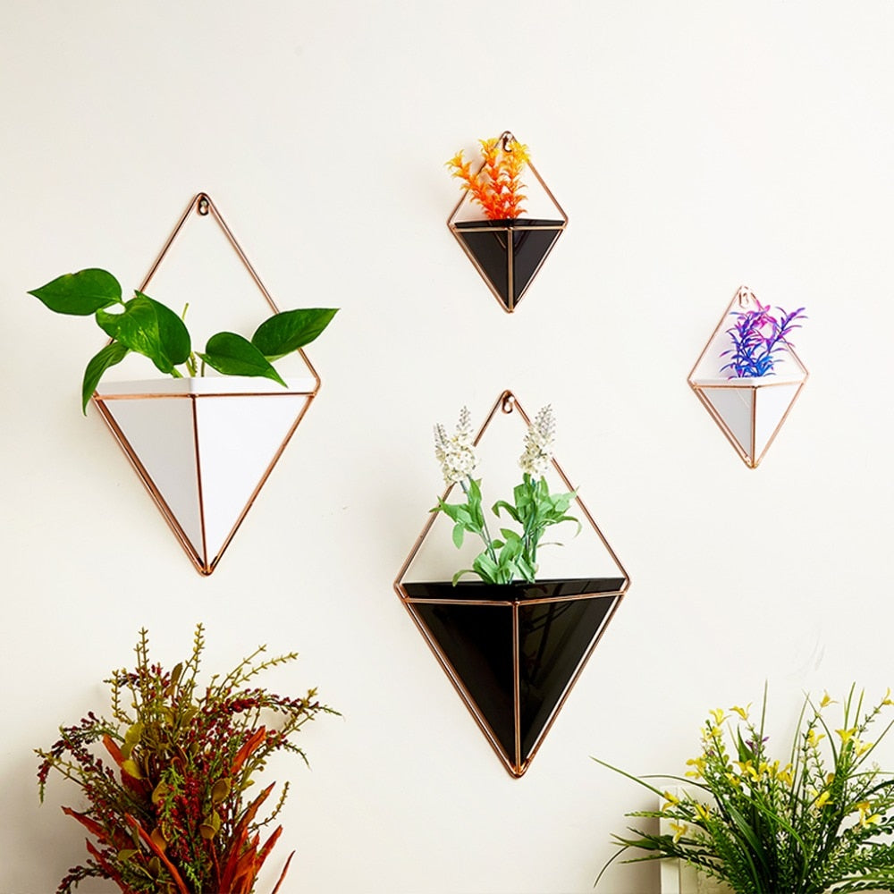 OOTDTY Geometric Hanging Wall Flower Pots Holder Garden Succulent Plants Decorations