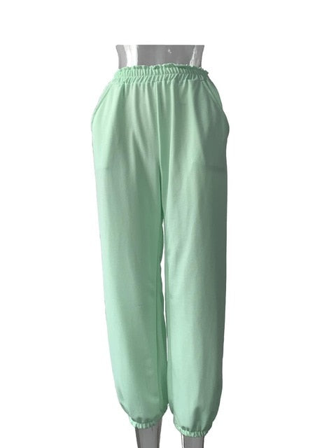 Women Casual Sport Pants Solid Running Jogger Pants Female Solid Tracksuit Elastic Waist Ladies Sweatpants Baggy Trousers
