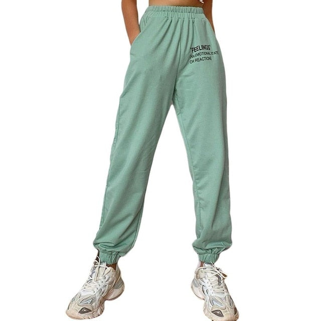 Women Casual Sport Pants Solid Running Jogger Pants Female Solid Tracksuit Elastic Waist Ladies Sweatpants Baggy Trousers