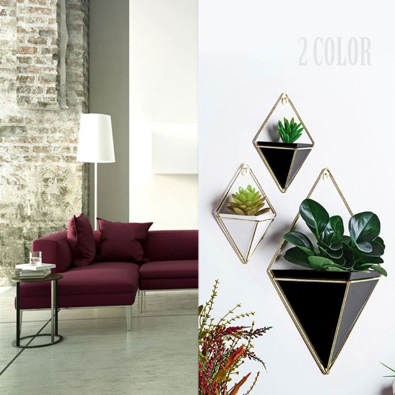 Geometric Hanging Flower Pots Holder Garden Succulent Plants Decorations X4YD