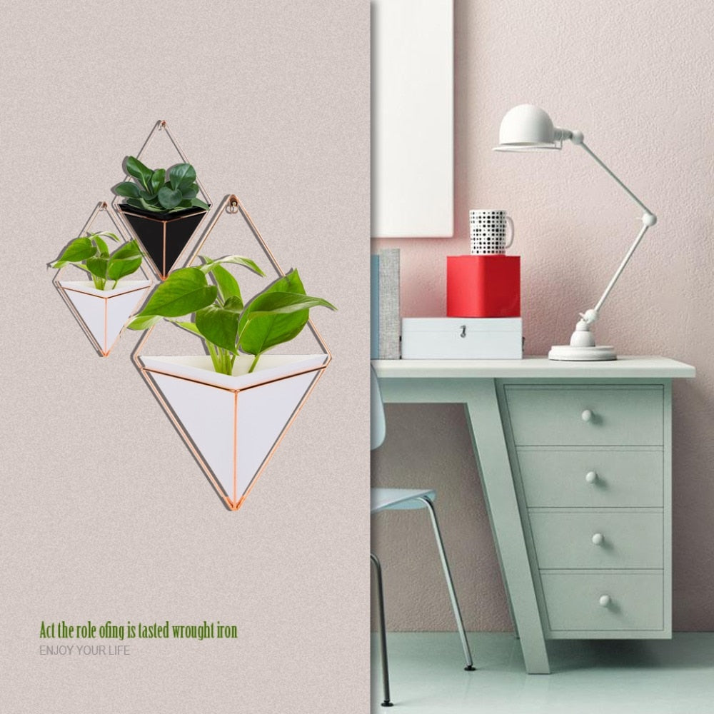 OOTDTY Geometric Hanging Wall Flower Pots Holder Garden Succulent Plants Decorations