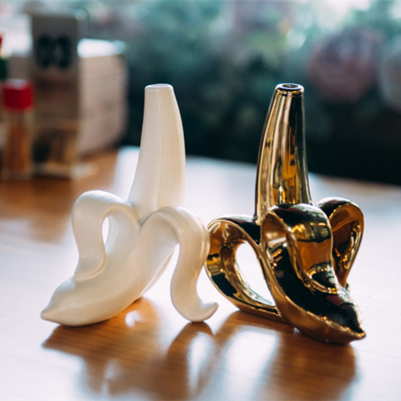 Ceramic Vase Home Decor Flower Pots Planters Gold Banana Furnishing Kitchen Restaurant Decoration Vase