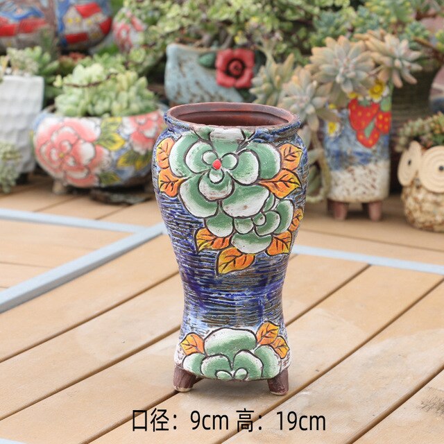 Korean New Style Hand-painted Fleshy Flower Pots Hand-painted Flower Pots Antique Old Pots Korean Pots