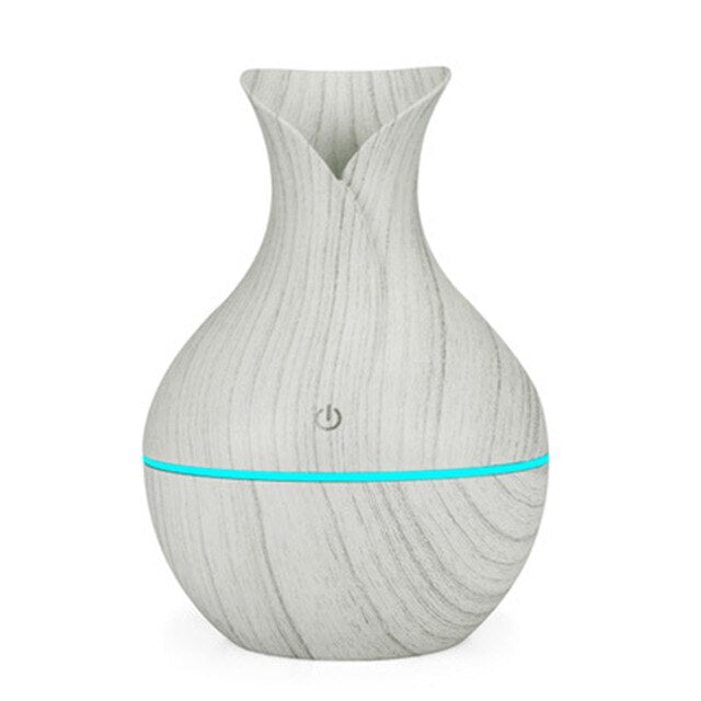 Aromatherapy Humidifier Housing Vase Wood Grain 7 Led Night Light Gift 130ml Petal Nano Car Diffuser Vaporizador Aroma Diffuser