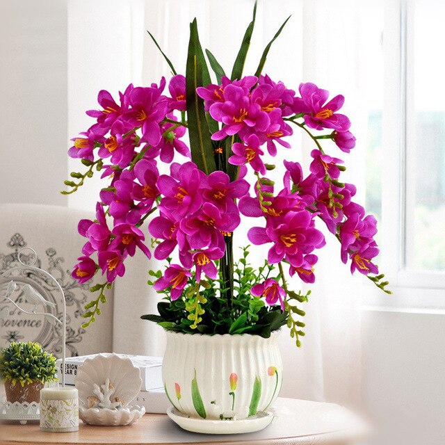 Delicate and fascinating Phalaenopsis simulation flower pots landscape ornaments living room table setting interior decoration