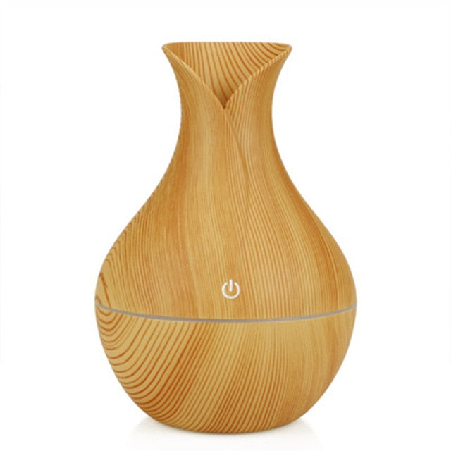 Aromatherapy Humidifier Housing Vase Wood Grain 7 Led Night Light Gift 130ml Petal Nano Car Diffuser Vaporizador Aroma Diffuser