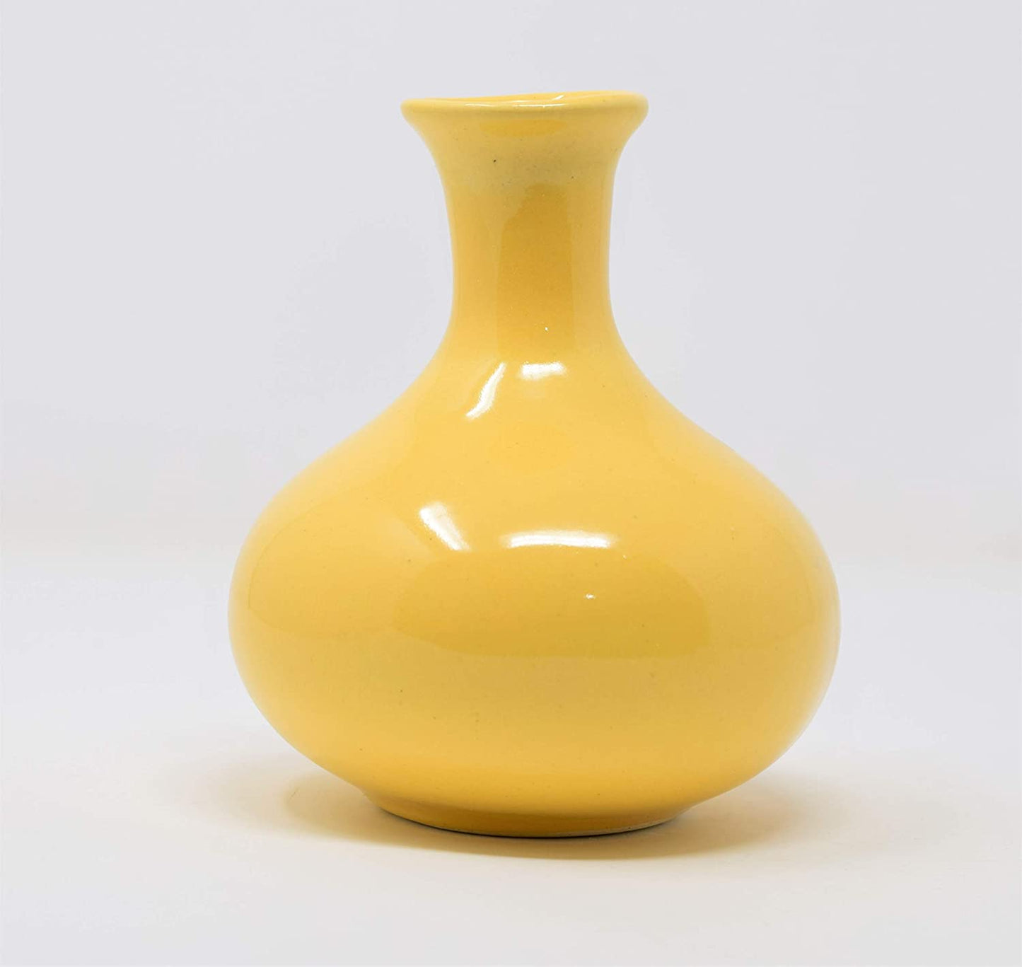 Yellow Glossy Marble Finish Vase