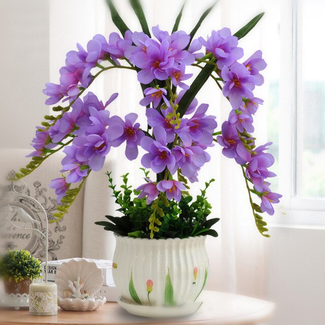 Delicate and fascinating Phalaenopsis simulation flower pots landscape ornaments living room table setting interior decoration