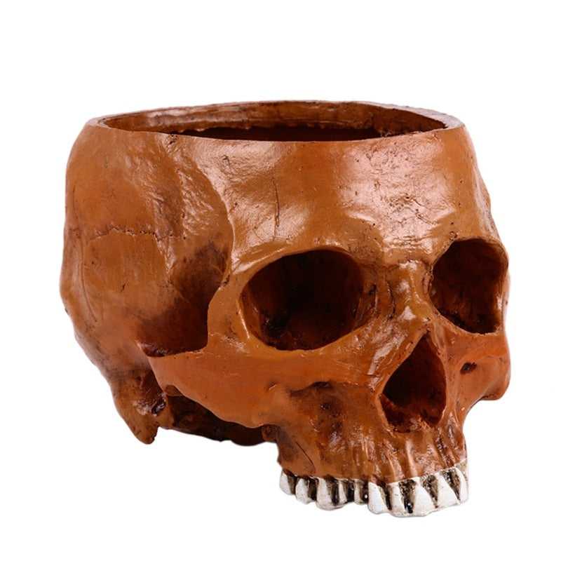 Halloween Horror Simulation Skull Flower Pot Movie Props Model Garden Supplies Resin Flower Pots Planters-#
