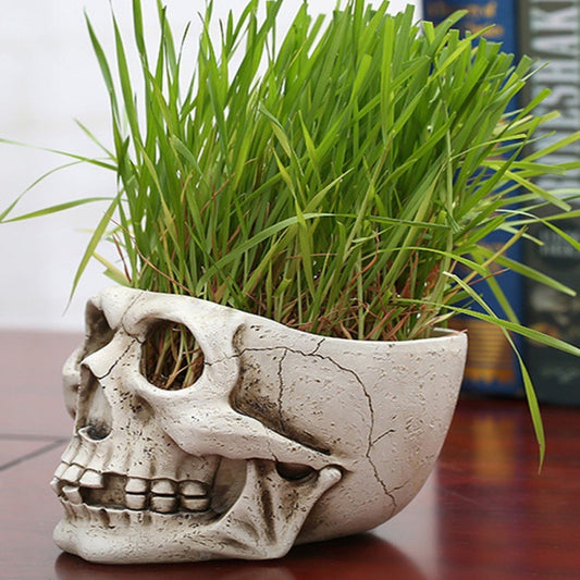 Halloween Horror Simulation Skull Flower Pot Movie Props Model Garden Supplies Resin Flower Pots Planters-#