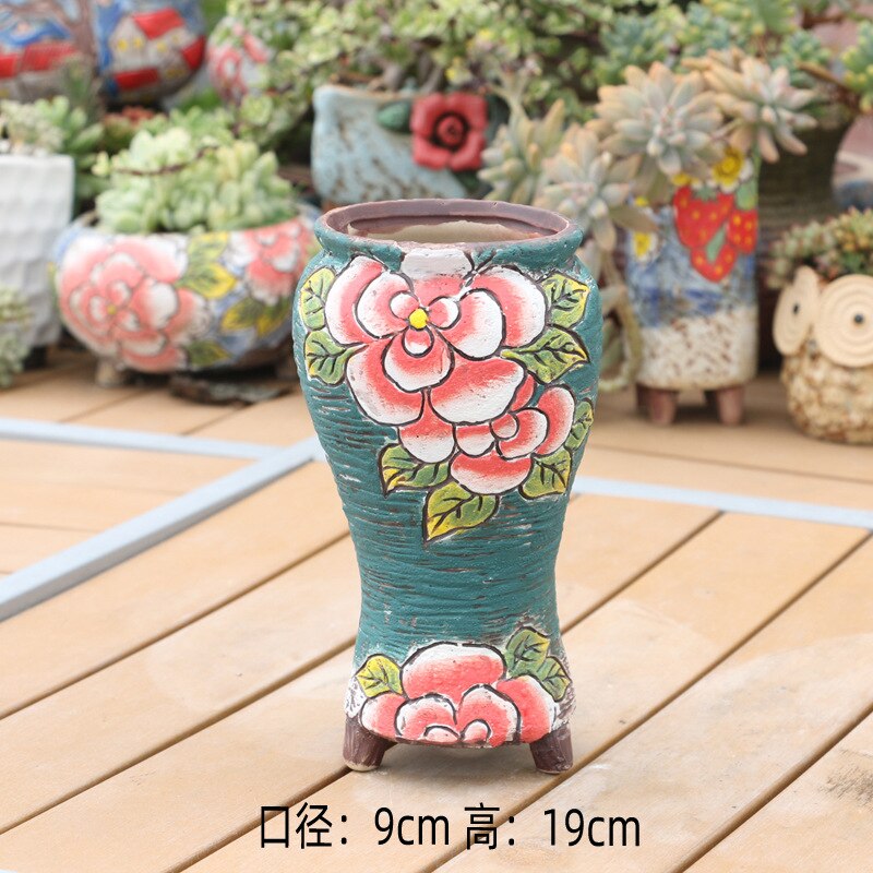 Korean New Style Hand-painted Fleshy Flower Pots Hand-painted Flower Pots Antique Old Pots Korean Pots