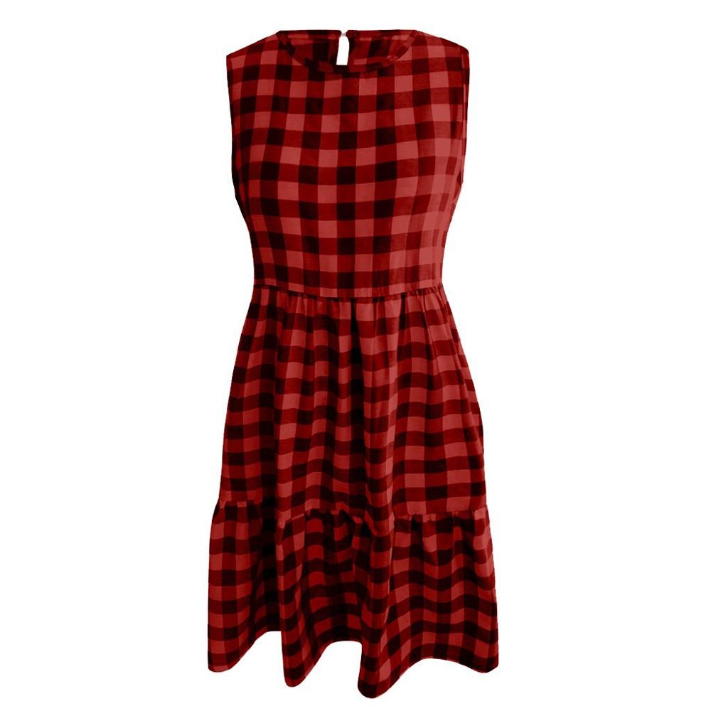 Jocoo Jolee Women Elegant Plaid Sundress Casual Summer Sleeveless A Line Dress Retro Beach Dress Evening Party Dress Vestidos