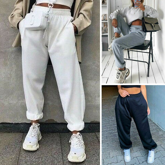 Women Casual Sport Pants Solid Running Jogger Pants Female Solid Tracksuit Elastic Waist Ladies Sweatpants Baggy Trousers