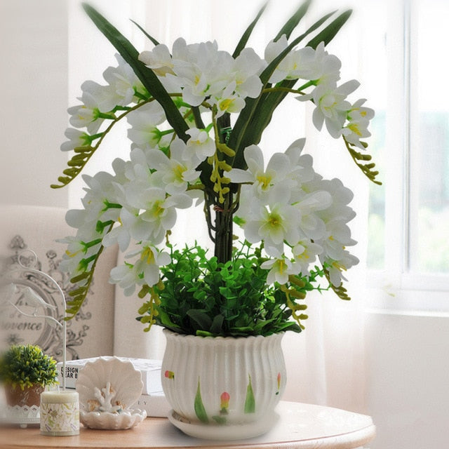 Delicate and fascinating Phalaenopsis simulation flower pots landscape ornaments living room table setting interior decoration