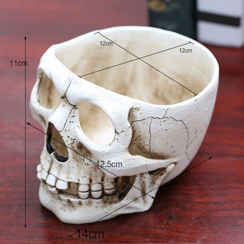 Halloween Horror Simulation Skull Flower Pot Movie Props Model Garden Supplies Resin Flower Pots Planters-#