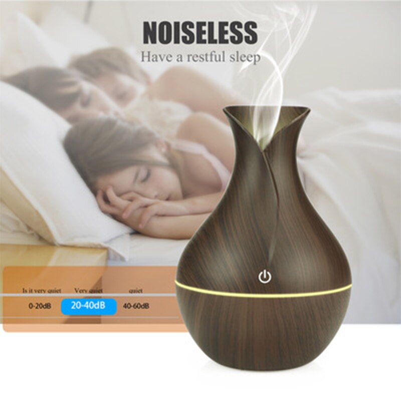 Aromatherapy Humidifier Housing Vase Wood Grain 7 Led Night Light Gift 130ml Petal Nano Car Diffuser Vaporizador Aroma Diffuser