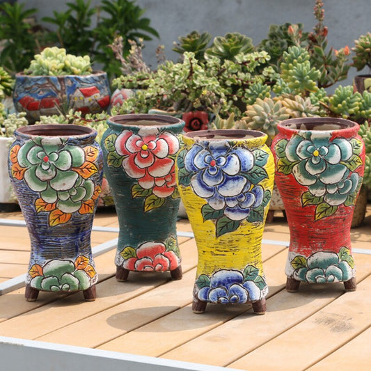 Korean New Style Hand-painted Fleshy Flower Pots Hand-painted Flower Pots Antique Old Pots Korean Pots